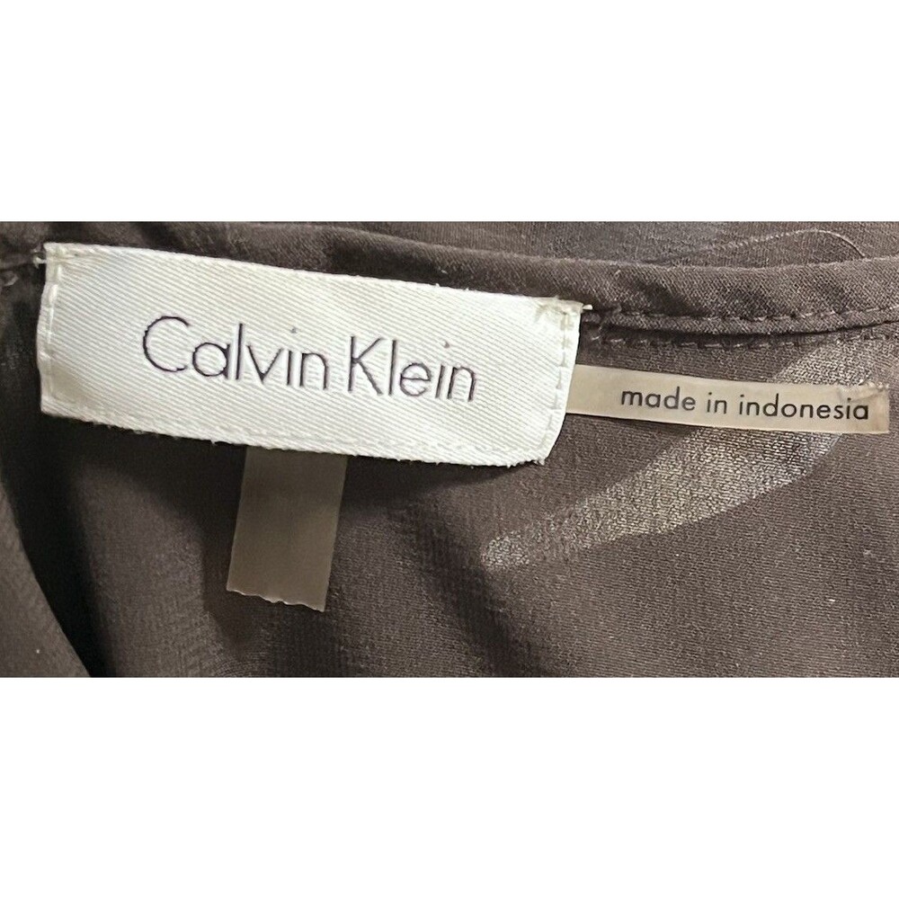 Calvin Klein Sleeveless V Neck Sleeveless Blouse Womens P Chocolate Brown Corp - Picture 4 of 6